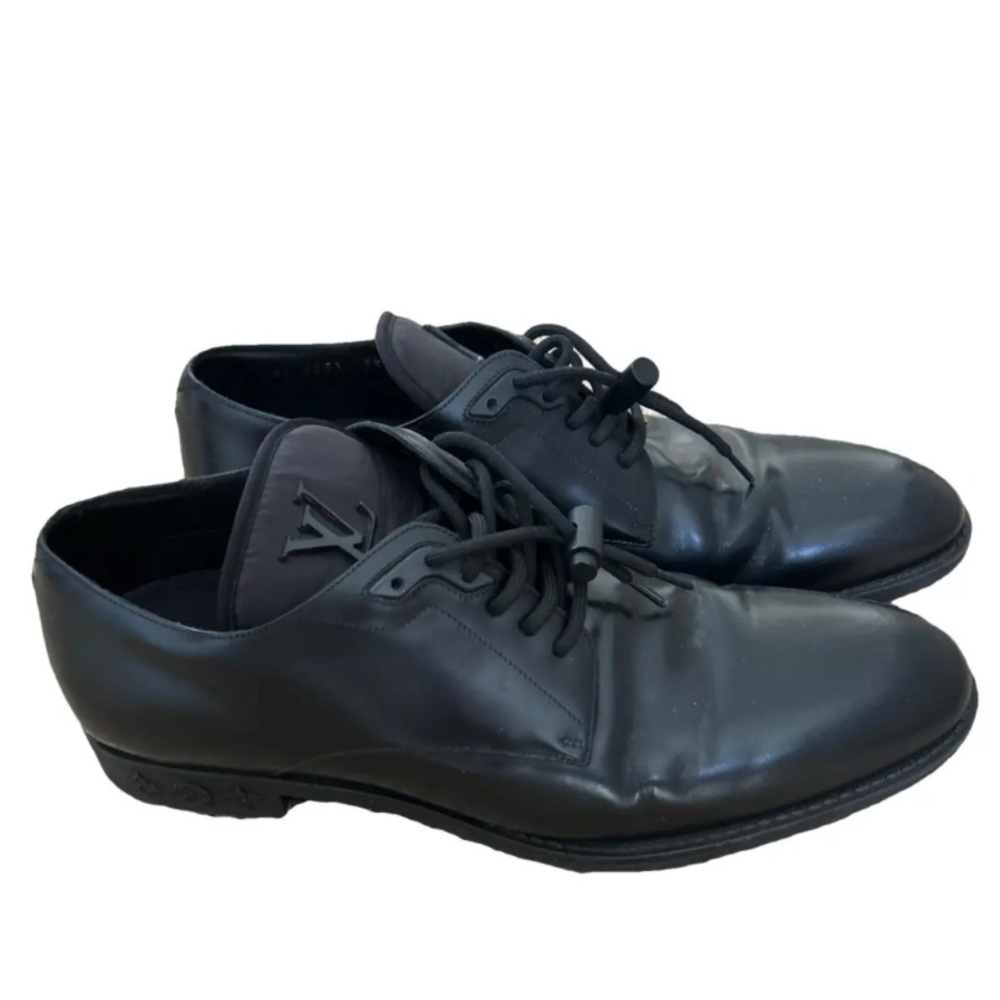 AUTHENTIC Louis Vuitton Black Leather Oxfords Sz 9.5 - Picture 9 of 10